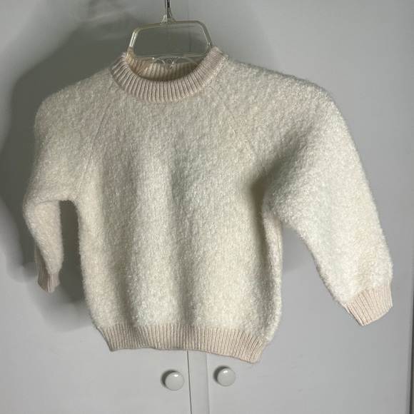 Zara Cream Textured Crew Neck  Sweater size 2/3 - Picture 1 of 8